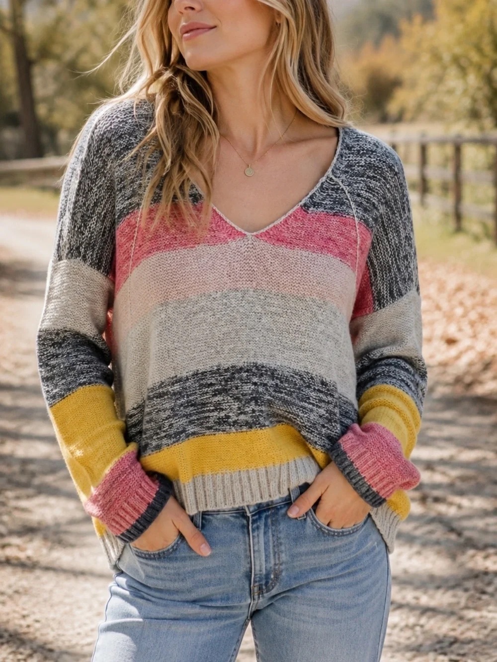 Anthropologie Theia V-Neck Striped Alpaca Wool Metallic Sweater Small